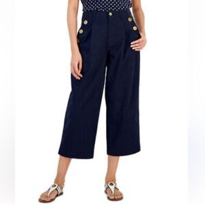 NWOT Tommy Hilfiger Wide Leg Sailor Chino Cropped Pants Sky Captain Navy Blue 6